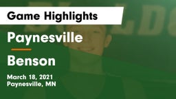 Paynesville  vs Benson  Game Highlights - March 18, 2021