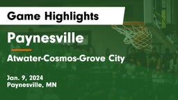 Paynesville  vs Atwater-Cosmos-Grove City  Game Highlights - Jan. 9, 2024