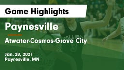 Paynesville  vs Atwater-Cosmos-Grove City  Game Highlights - Jan. 28, 2021