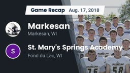 Recap: Markesan  vs. St. Mary's Springs Academy  2018