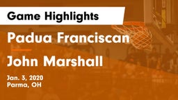 Padua Franciscan  vs John Marshall  Game Highlights - Jan. 3, 2020