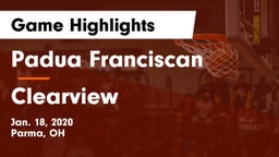 Padua Franciscan  vs Clearview  Game Highlights - Jan. 18, 2020