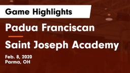 Padua Franciscan  vs Saint Joseph Academy Game Highlights - Feb. 8, 2020