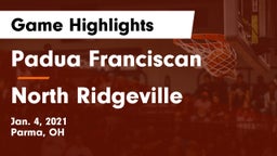 Padua Franciscan  vs North Ridgeville  Game Highlights - Jan. 4, 2021