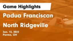 Padua Franciscan  vs North Ridgeville  Game Highlights - Jan. 13, 2022