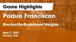 Padua Franciscan  vs Brecksville-Broadview Heights  Game Highlights - May 3, 2023