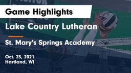 Lake Country Lutheran  vs St. Mary's Springs Academy  Game Highlights - Oct. 23, 2021