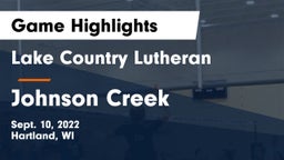 Lake Country Lutheran  vs Johnson Creek  Game Highlights - Sept. 10, 2022