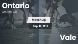 Matchup: Ontario  vs. Vale  2016