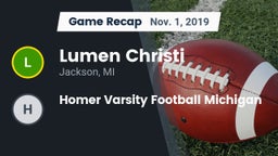 Recap: Lumen Christi  vs. Homer Varsity Football Michigan 2019