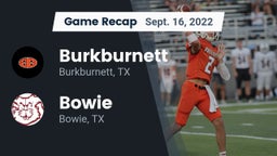 Recap: Burkburnett  vs. Bowie  2022