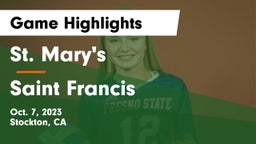 St. Mary's  vs Saint Francis  Game Highlights - Oct. 7, 2023