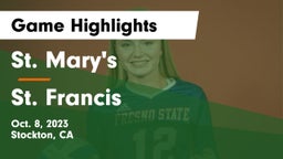 St. Mary's  vs St. Francis  Game Highlights - Oct. 8, 2023