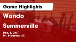Wando  vs Summerville  Game Highlights - Dec. 8, 2017