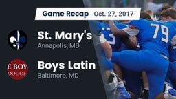 Recap: St. Mary's  vs. Boys Latin  2017