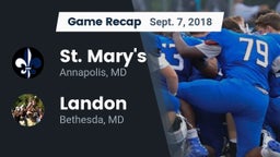 Recap: St. Mary's  vs. Landon  2018