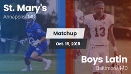Matchup: St. Mary's High vs. Boys Latin  2018