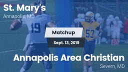 Matchup: St. Mary's High vs. Annapolis Area Christian  2019
