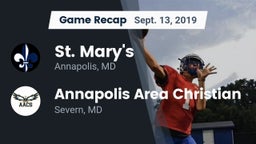 Recap: St. Mary's  vs. Annapolis Area Christian  2019