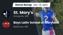 Recap: St. Mary's  vs. Boys Latin School of Maryland 2021