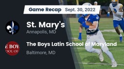 Recap: St. Mary's  vs. The Boys Latin School of Maryland 2022