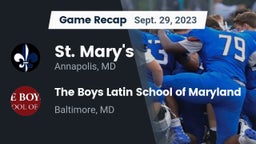 Recap: St. Mary's  vs. The Boys Latin School of Maryland 2023