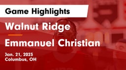 Walnut Ridge  vs Emmanuel Christian  Game Highlights - Jan. 21, 2023