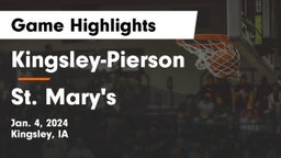 Kingsley-Pierson  vs St. Mary's  Game Highlights - Jan. 4, 2024