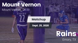 Matchup: Mount Vernon High vs. Rains  2020