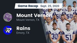 Recap: Mount Vernon  vs. Rains  2020