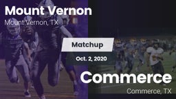 Matchup: Mount Vernon High vs. Commerce  2020