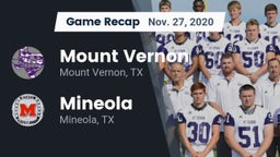 Recap: Mount Vernon  vs. Mineola  2020