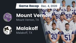 Recap: Mount Vernon  vs. Malakoff  2020