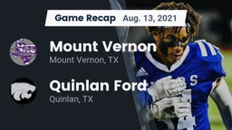 Recap: Mount Vernon  vs. Quinlan Ford  2021