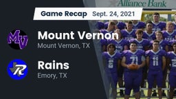 Recap: Mount Vernon  vs. Rains  2021