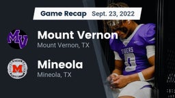 Recap: Mount Vernon  vs. Mineola  2022