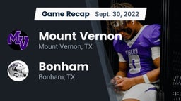 Recap: Mount Vernon  vs. Bonham  2022