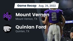 Recap: Mount Vernon  vs. Quinlan Ford  2022