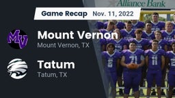 Recap: Mount Vernon  vs. Tatum  2022