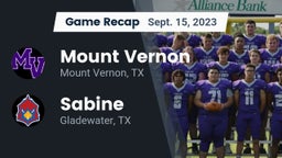 Recap: Mount Vernon  vs. Sabine  2023