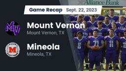 Recap: Mount Vernon  vs. Mineola  2023