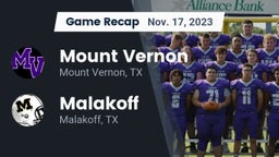 Recap: Mount Vernon  vs. Malakoff  2023