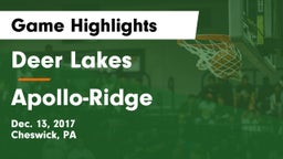 Deer Lakes  vs Apollo-Ridge  Game Highlights - Dec. 13, 2017