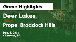 Deer Lakes  vs Propel Braddock Hills  Game Highlights - Dec. 8, 2018