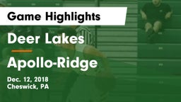 Deer Lakes  vs Apollo-Ridge  Game Highlights - Dec. 12, 2018