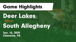 Deer Lakes  vs South Allegheny  Game Highlights - Jan. 16, 2020