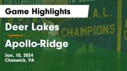 Deer Lakes  vs Apollo-Ridge  Game Highlights - Jan. 10, 2024