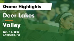 Deer Lakes  vs Valley Game Highlights - Jan. 11, 2018