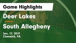 Deer Lakes  vs South Allegheny  Game Highlights - Jan. 17, 2019
