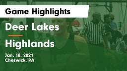 Deer Lakes  vs Highlands  Game Highlights - Jan. 18, 2021